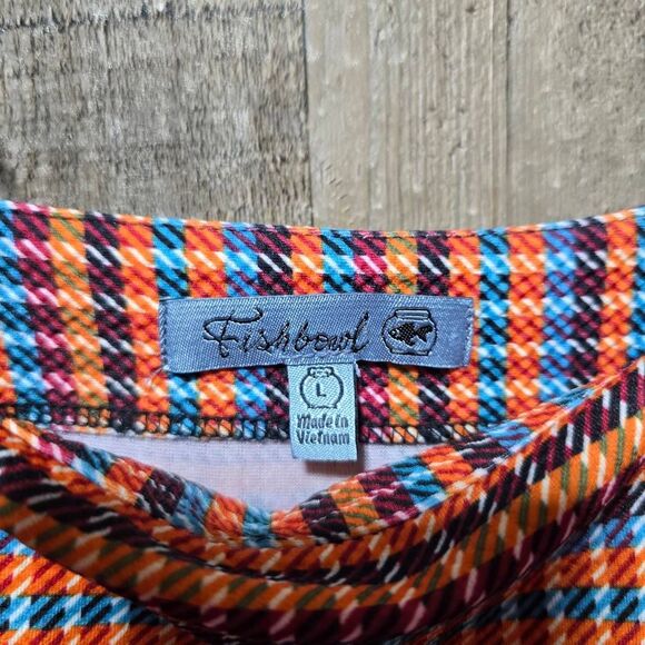 Fishbowl Tangerine Blue Houndstooth Double Button Romper Mini Dress Jumper - Picture 5 of 6